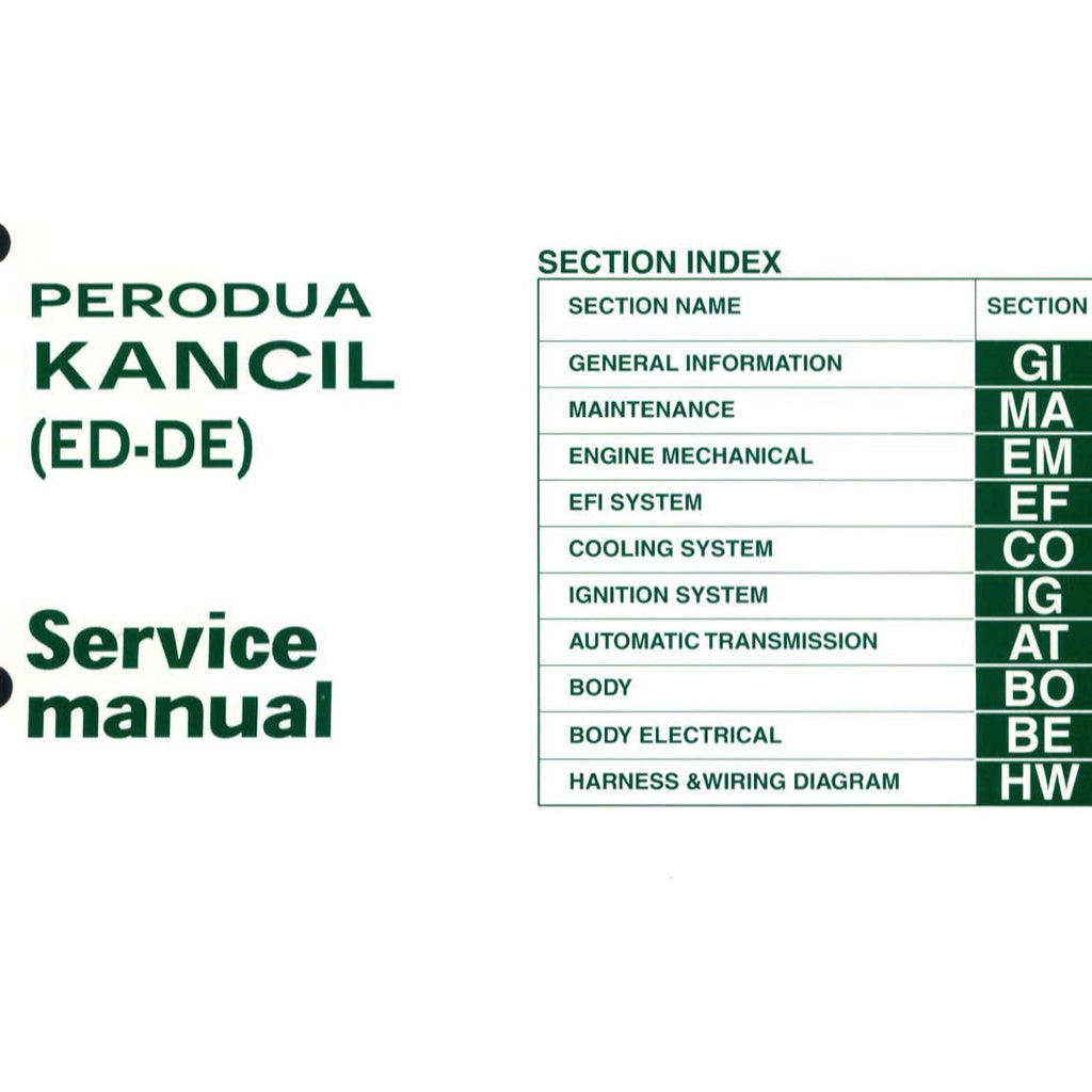 PERODUA KANCIL MK2 2002-2009 Full Manual Set – Repair & Maintenance Manual