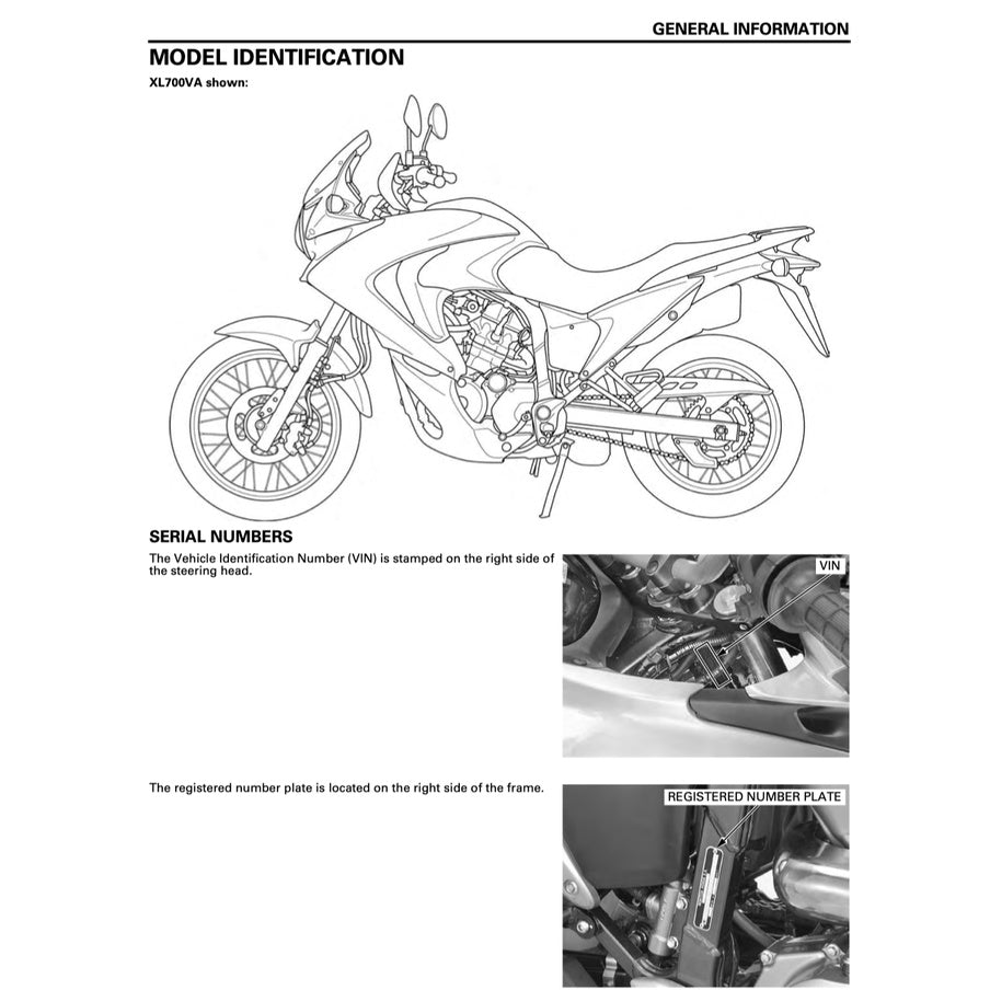 HONDA TRANSALP XL700V/VA 2008-2022 Full Manual Set – Repair & Maintenance Manual and Spare Parts Catalog and User Handbook