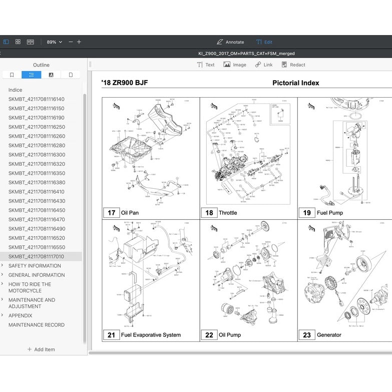 KAWASAKI Z900 ABS 2017+ Full Manual Set – Repair & Maintenance Manual and Spare Parts Catalog and User Handbook