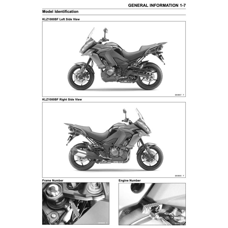 KAWASAKI VERSYS KLZ 1000 2015-2018 Full Manual Set – Repair & Maintenance Manual and Spare Parts Catalog andUser Handbook