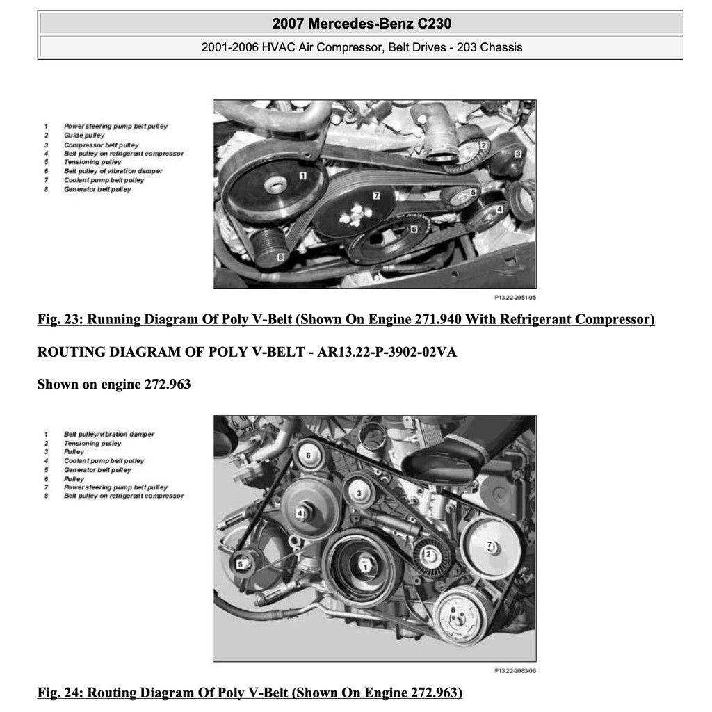 MERCEDES BENZ C-CLASS W203 C230 2001-2007 Full Manual Set – Repair & Maintenance Manual