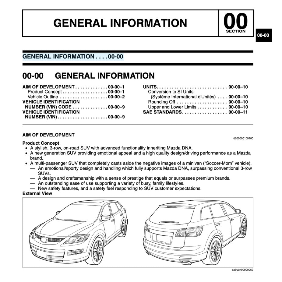 MAZDA CX-9 TB 2007-2015 Full Manual Set – Repair & Maintenance Manual