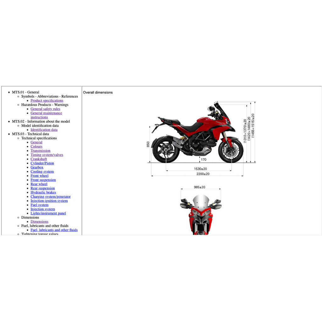 DUCATI MULTISTRADA 1200S 2013-2014 Full Manual Set – Repair & Maintenance Manual and Spare Parts Catalog and User Handbook