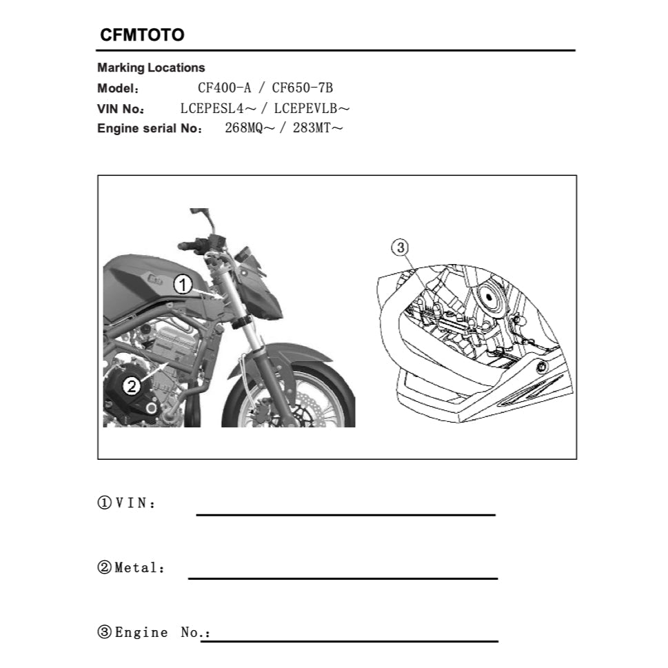 CFMOTO 650NK CF650-7B 2017-2022 Full Manual Set – Repair & Maintenance Manual and Spare Parts Catalog and User Handbook
