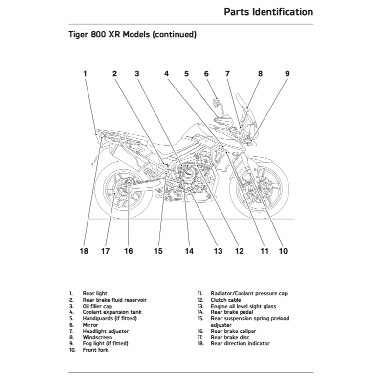 TRIUMPH TIGER EXPLORER 800 XR/XRX/XRT 2017-2021 Full Manual Set – Repair & Maintenance Manual and User Handbook
