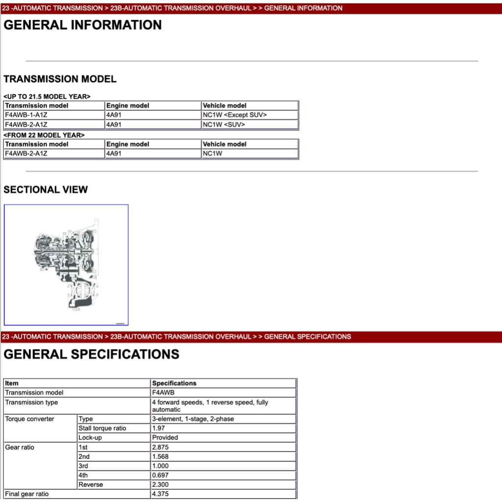 MITSUBISHI XPANDER NC 2019-2023 Full Manual Set – Repair & Maintenance Manual