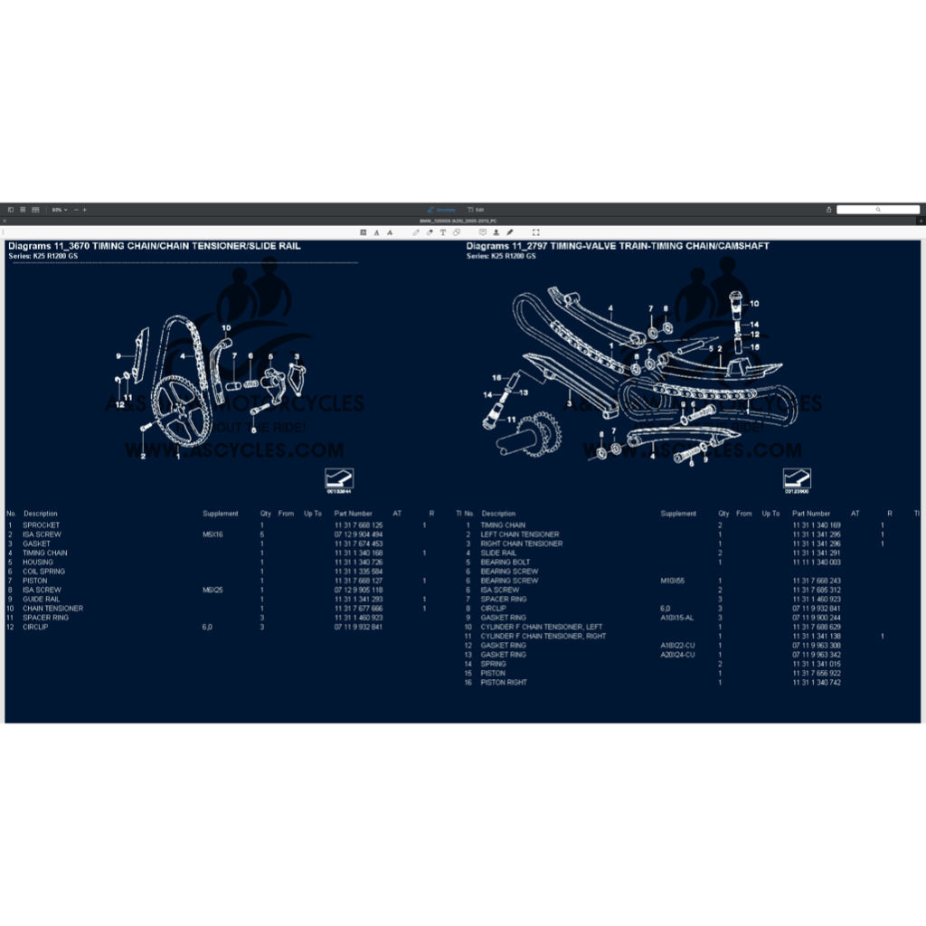 BMW R1200 GS / R1200GS K25 2005-2013 Full Manual Set – Repair & Maintenance Manual and Spare Parts Catalog and User Handbook