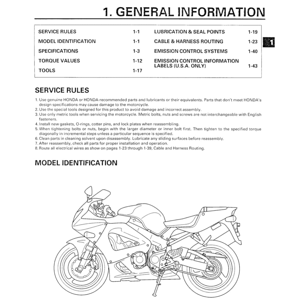 HONDA CBR929RR 2000-2002 Full Manual Set – Repair & Maintenance Manual and Spare Parts Catalog and User Handbook