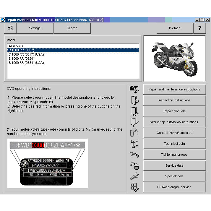 BMW S1000RR K46 MK3 2012-2014 Full Manual Set – Repair & Maintenance Manual and User Handbook