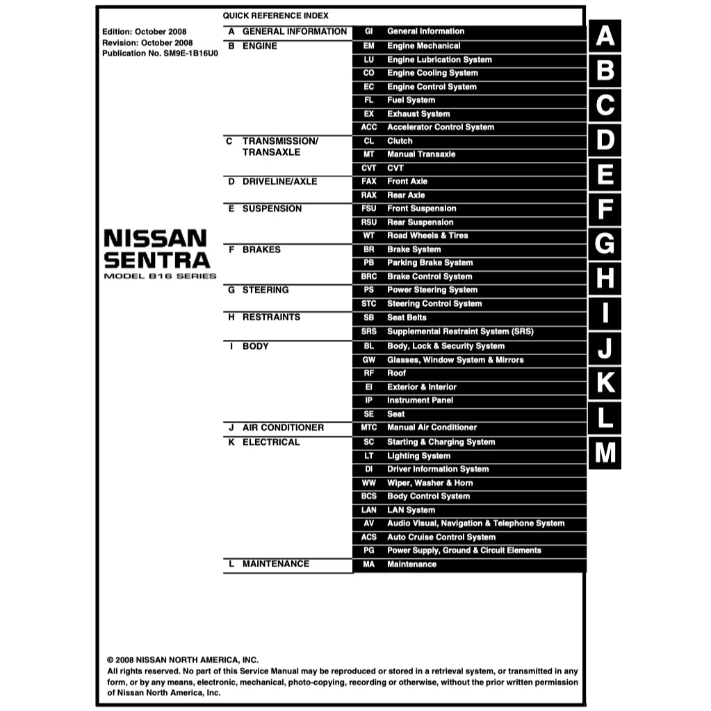 NISSAN SENTRA B16 2006-2012 Full Manual Set – Repair & Maintenance Manual
