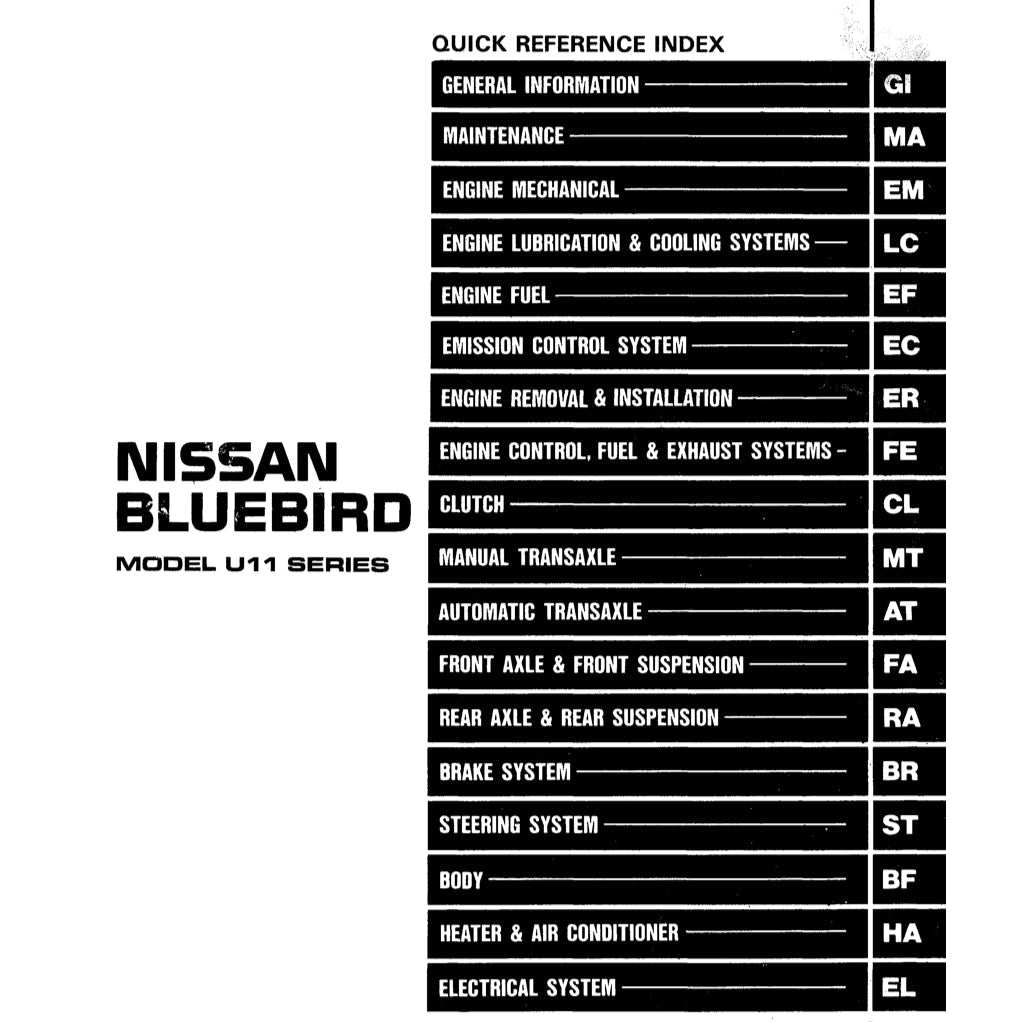 NISSAN BLUEBIRD U11 1983-1988 Full Manual Set – Repair & Maintenance Manual