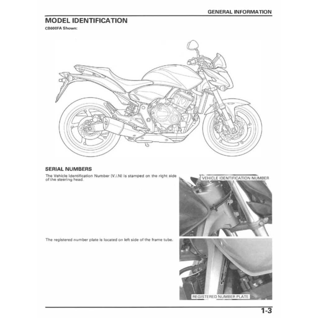 HONDA CB600F/FA HORNET 2007-2013 Full Manual Set – Repair & Maintenance Manual and User Handbook