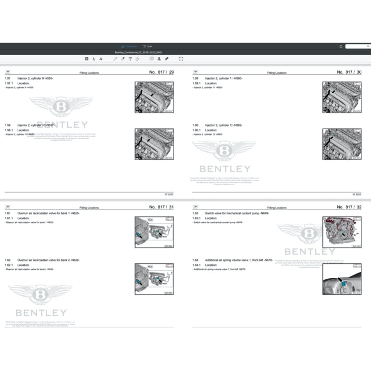 BENTLEY CONTINENTAL GT V8 / W12 2019-2023 Full Manual Set – ELECTRICAL WIRING DIAGRAMS
