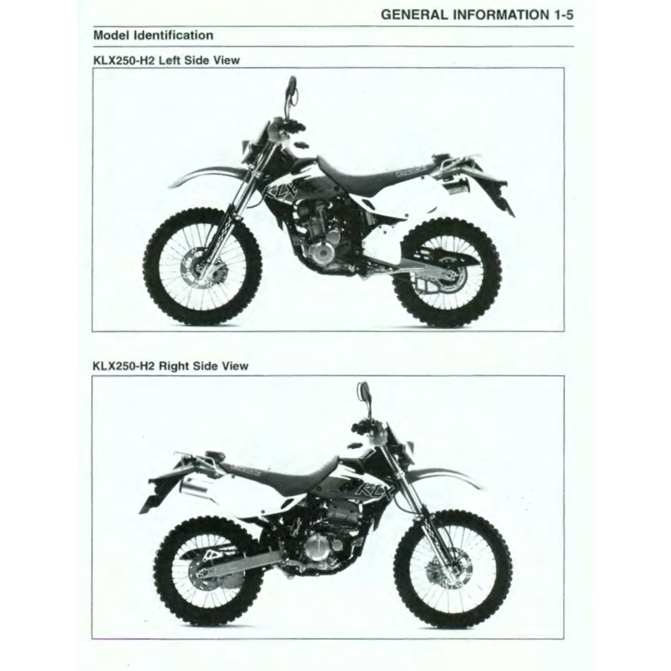 KAWASAKI KLX250 KLX 250 1993-2007 Full Manual Set – Repair & Maintenance Manual and Spare Parts Catalog