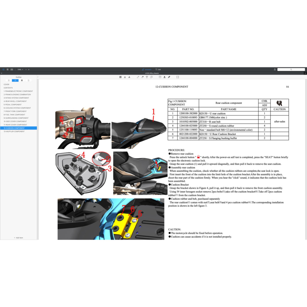 ZONTES ZT155 / ZT310 / ZT350 2021-2023 Full Manual Set – SERVICE MAINTENANCE MANUAL CUM Spare Parts Catalog