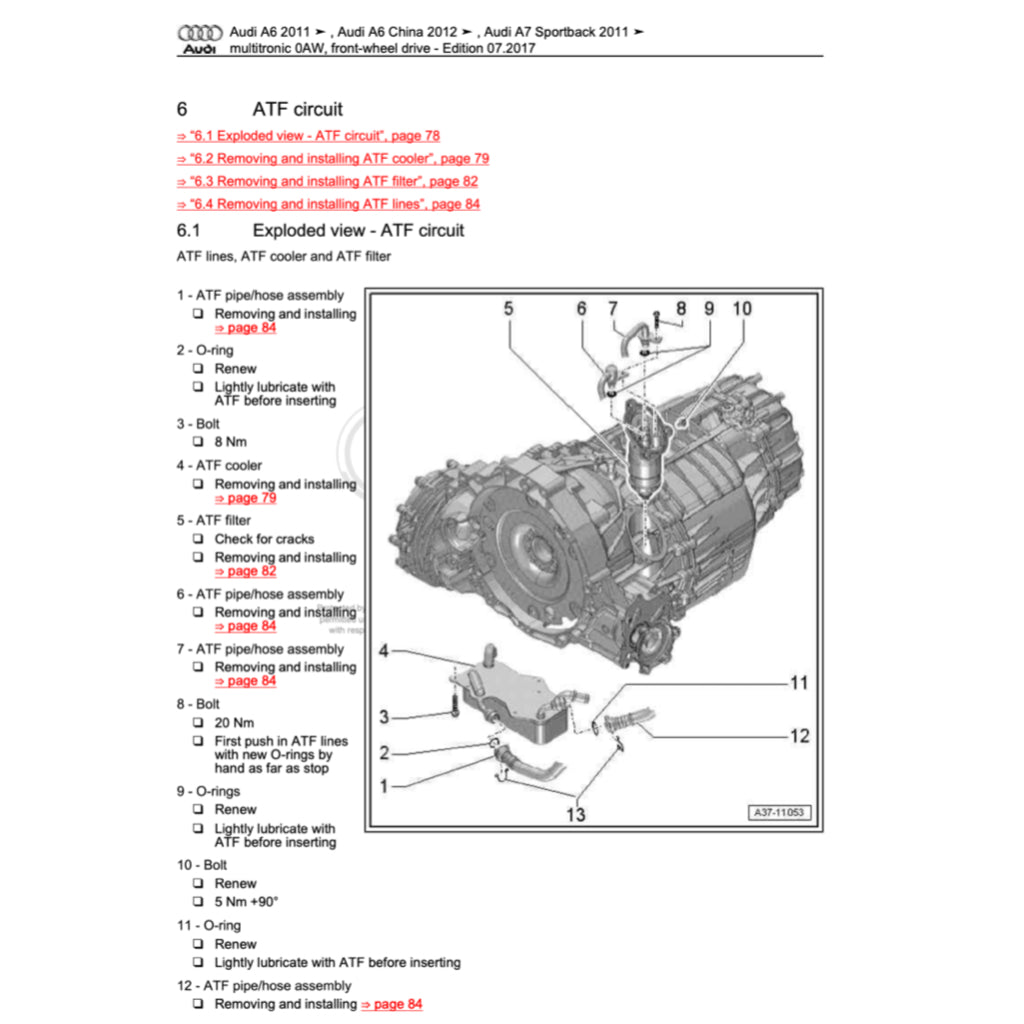 AUDI A7 4G8 2011-2018 Full Manual Set – Repair & Maintenance Manual