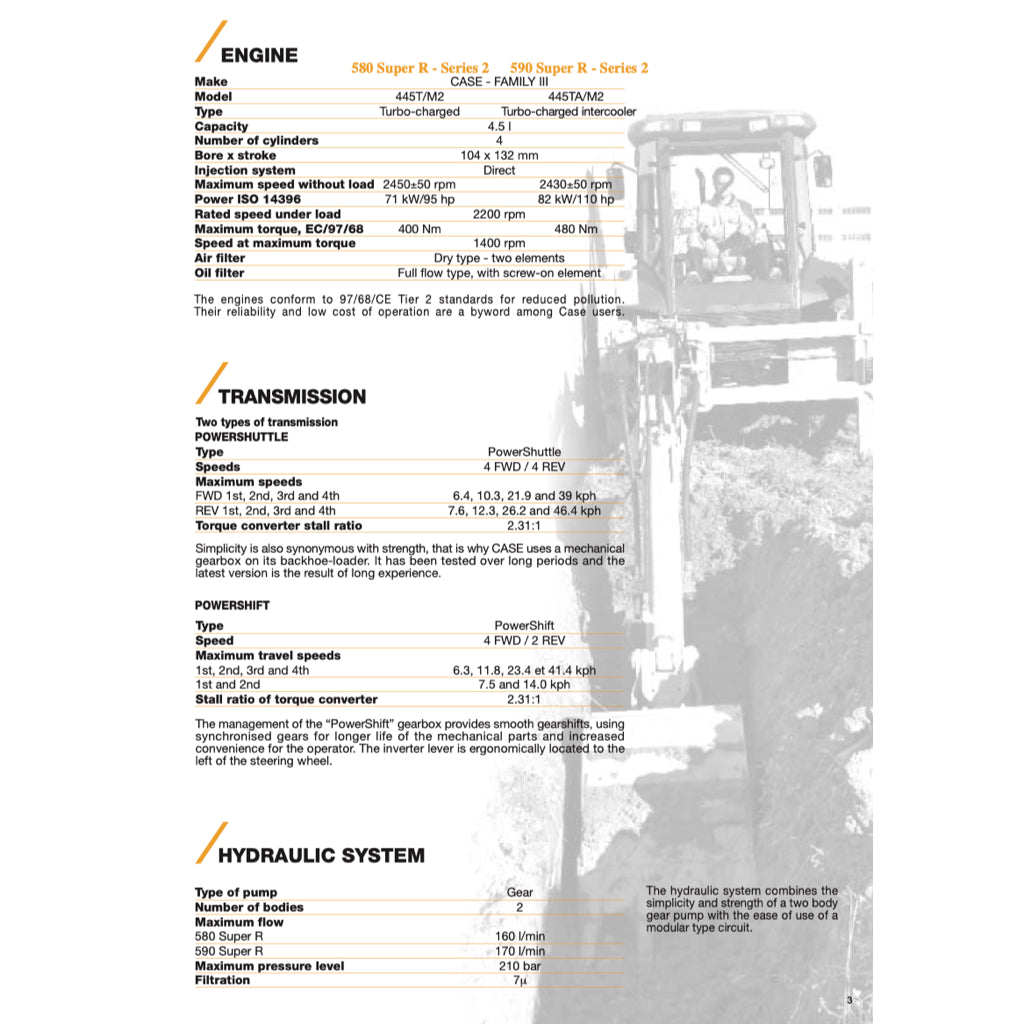 CASE 580SR 590SR(and) 695SR LOADER BACKOE Workshop Repair Manualand Parts Book