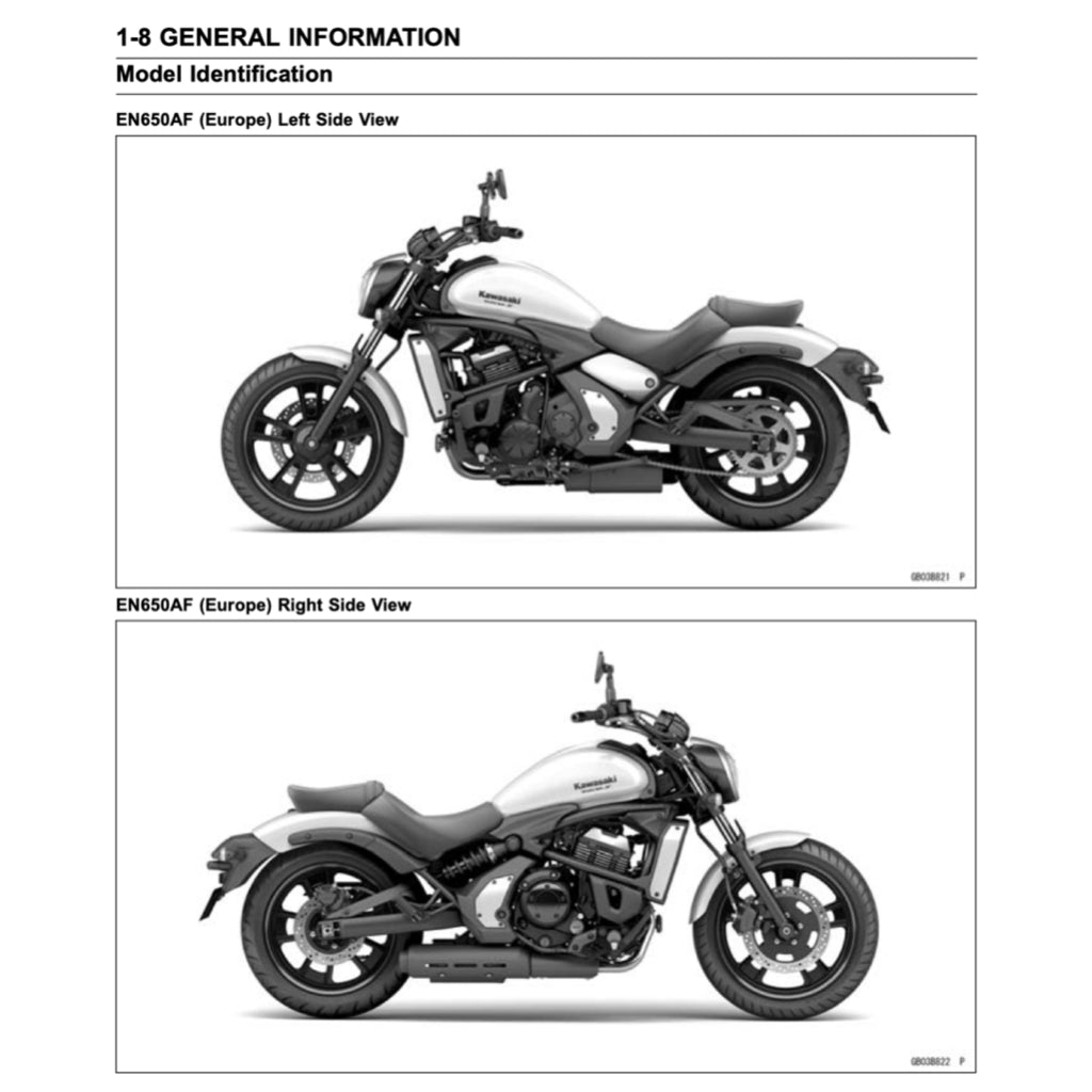 KAWASAKI VULCAN S650 2015+ Full Manual Set – Repair & Maintenance Manual and Spare Parts Catalog and User Handbook