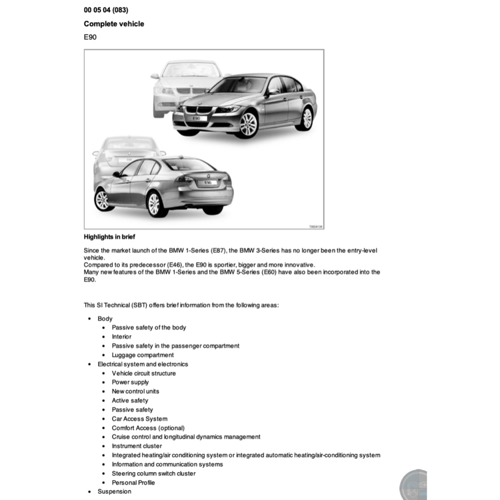 BMW E90 320i 2004-2013 Full Manual Set – Repair & Maintenance Manual