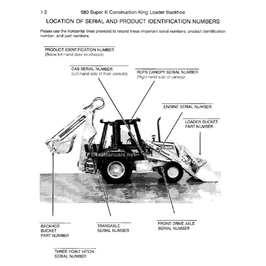 CASE 580SK LOADER BACKOE Workshop Repair Manualand Parts Book