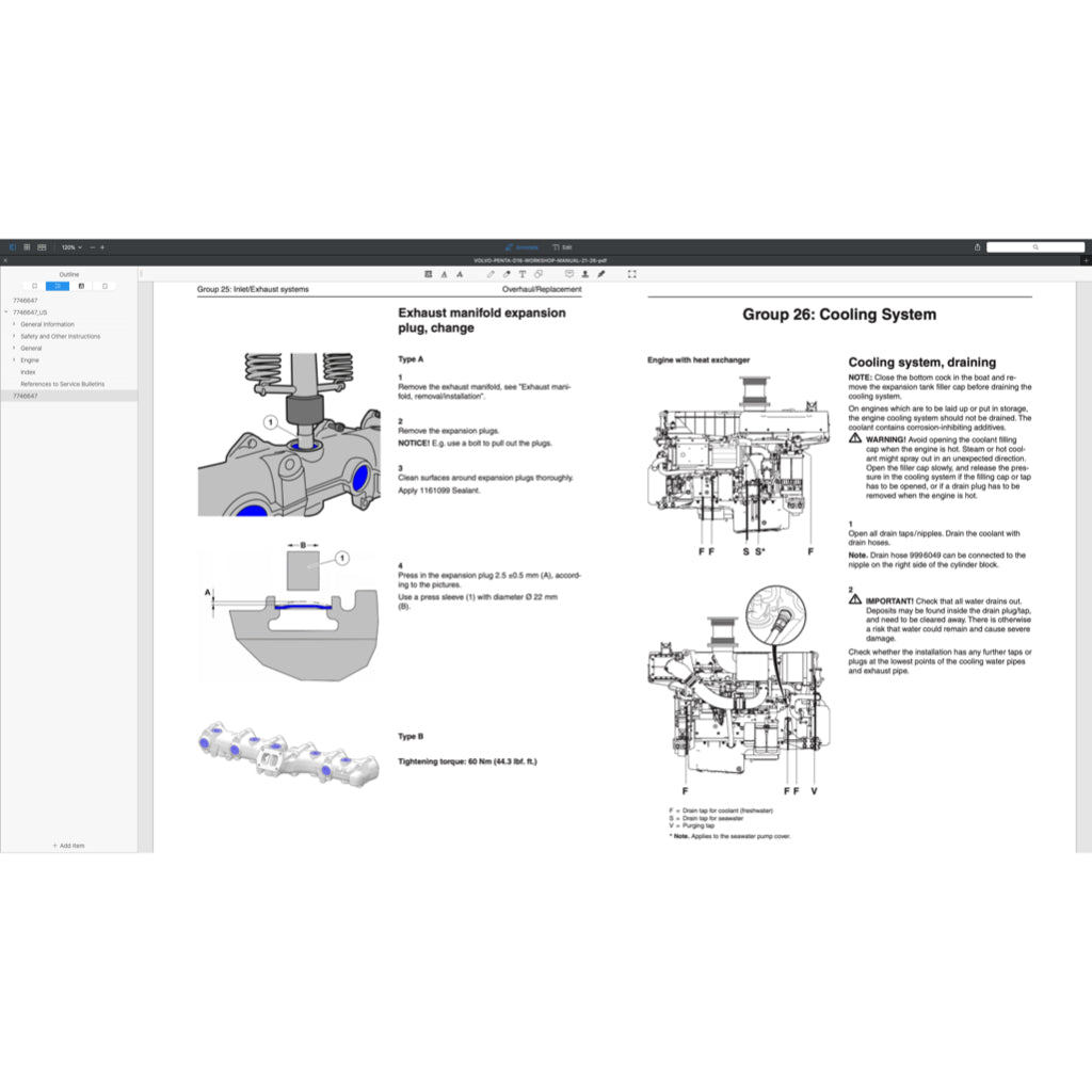 VOLVO PENTA DIESEL ENGINE D SERIES D3 D4 D6 D9 D12 D13 D16 Full Manual Set – SERVICE REPAIR WORKSHOP MANUAL