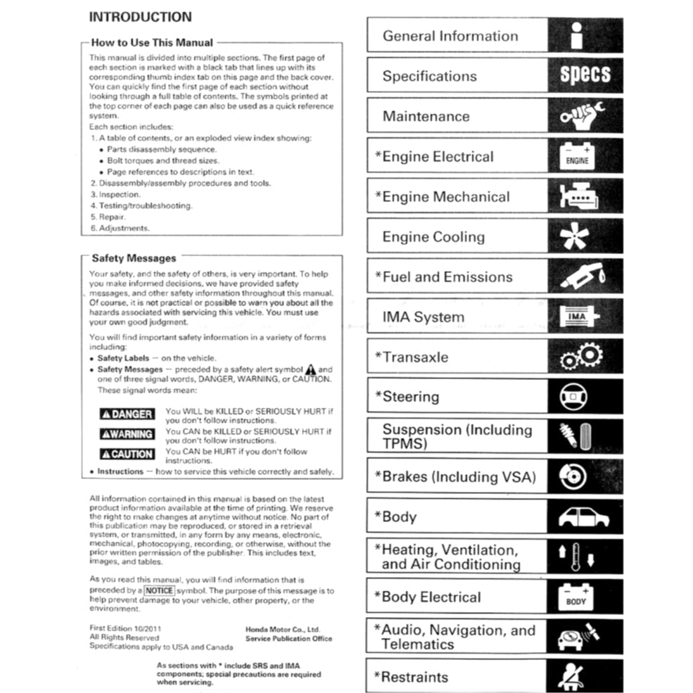 CRZ HONDA CR-Z 2011-2016 Full Manual Set – Repair & Maintenance Manual and WIRING DIAGRAM