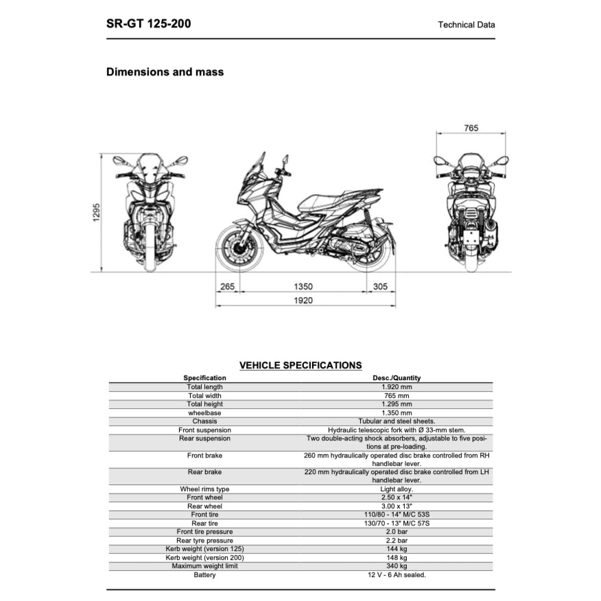 APRILIA SR-GT 125/200 2021-2024 Full Manual Set – Repair & Maintenance Manual