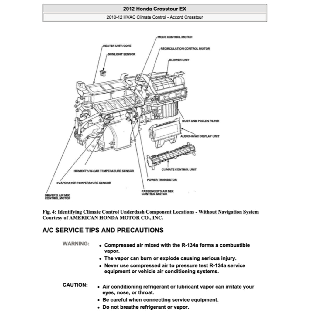 HONDA CROSSTOUR TF1/2 2010-2015 Full Manual Set – Repair & Maintenance Manual