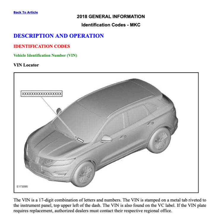 LINCOLN MKC 2014-2019 Full Manual Set – Repair & Maintenance Manual