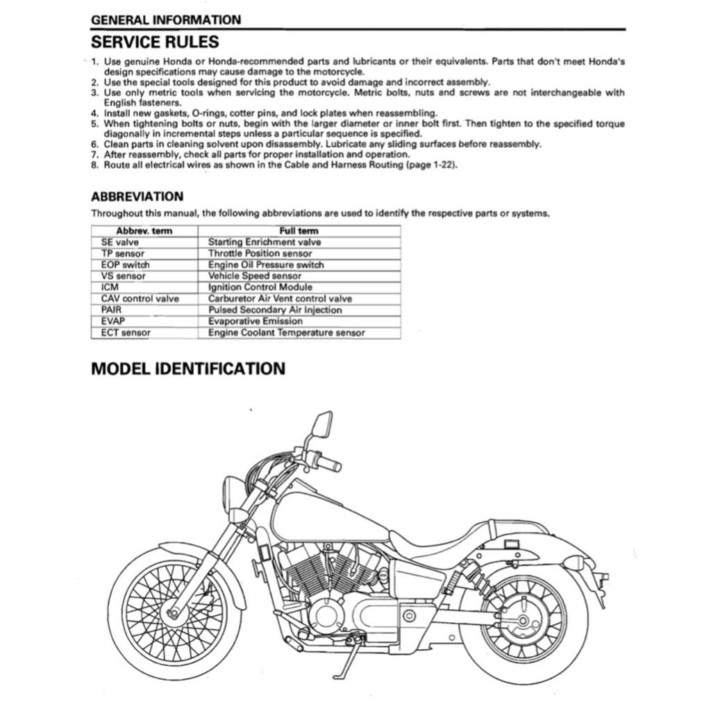 HONDA SHADOW VT750C2 / RS 2007-2014 Full Manual Set – Repair & Maintenance Manual and User Handbook