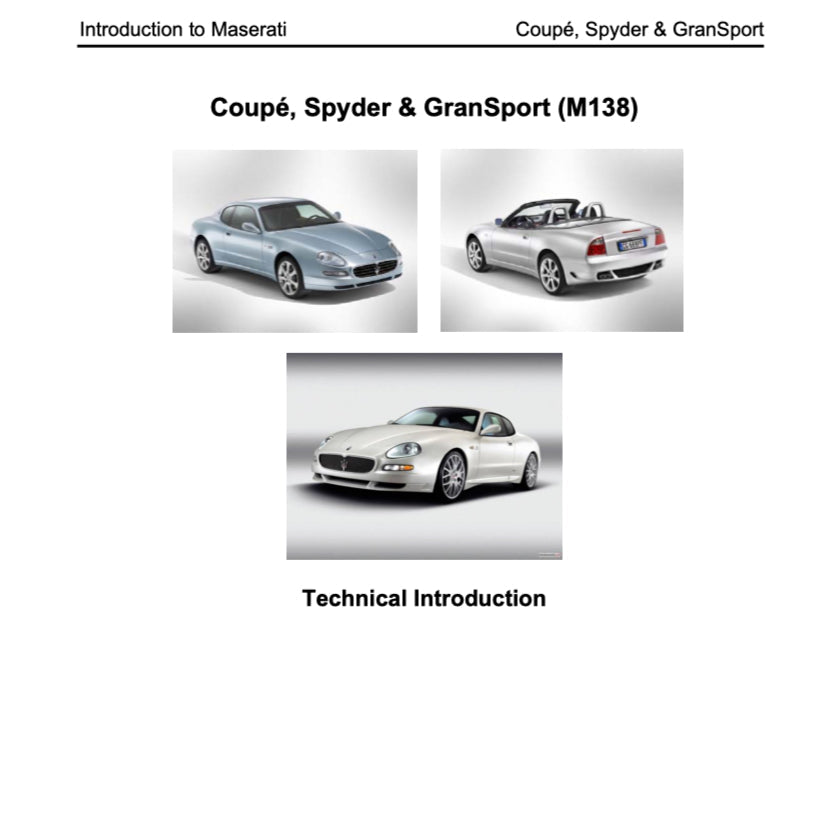 MASERATI M138 COUPE 2000-2007 Full Manual Set – Repair & Maintenance Manual