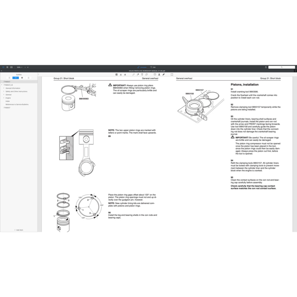 VOLVO PENTA DIESEL ENGINE D SERIES D3 D4 D6 D9 D12 D13 D16 Full Manual Set – SERVICE REPAIR WORKSHOP MANUAL