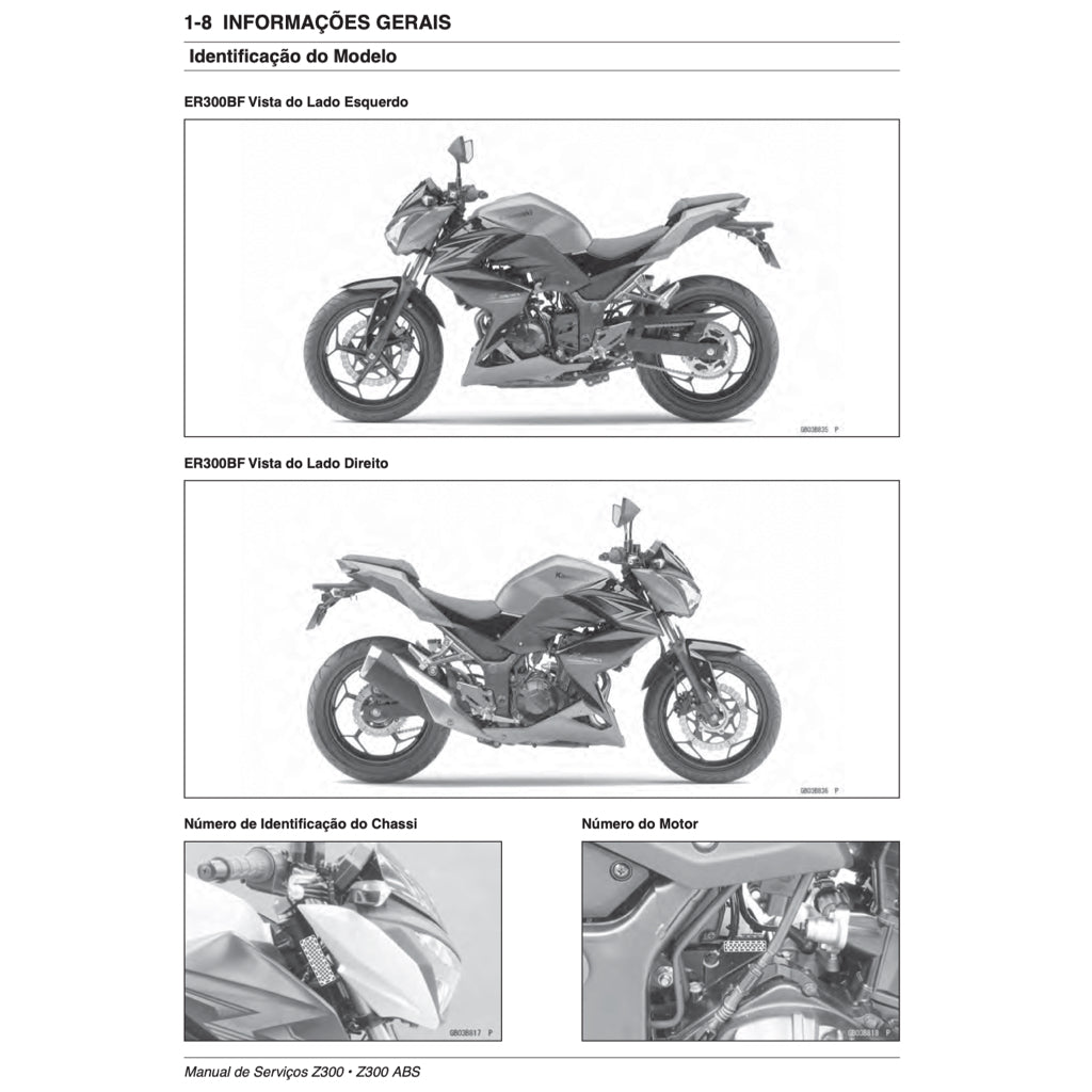 MANUAL DE SERVIÇO KAWASAKI Z300 2015-2019 Full Manual Set – and CATÁLOGO DE PEÇAS and MANUAL DO PROPRIETÁRIO