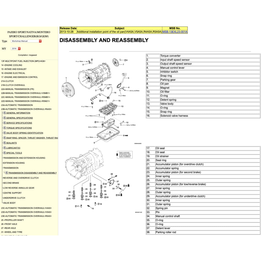 MITSUBISHI PAJERO SPORT II 2009-2016 Full Manual Set – ONLINE Repair & Maintenance Manual