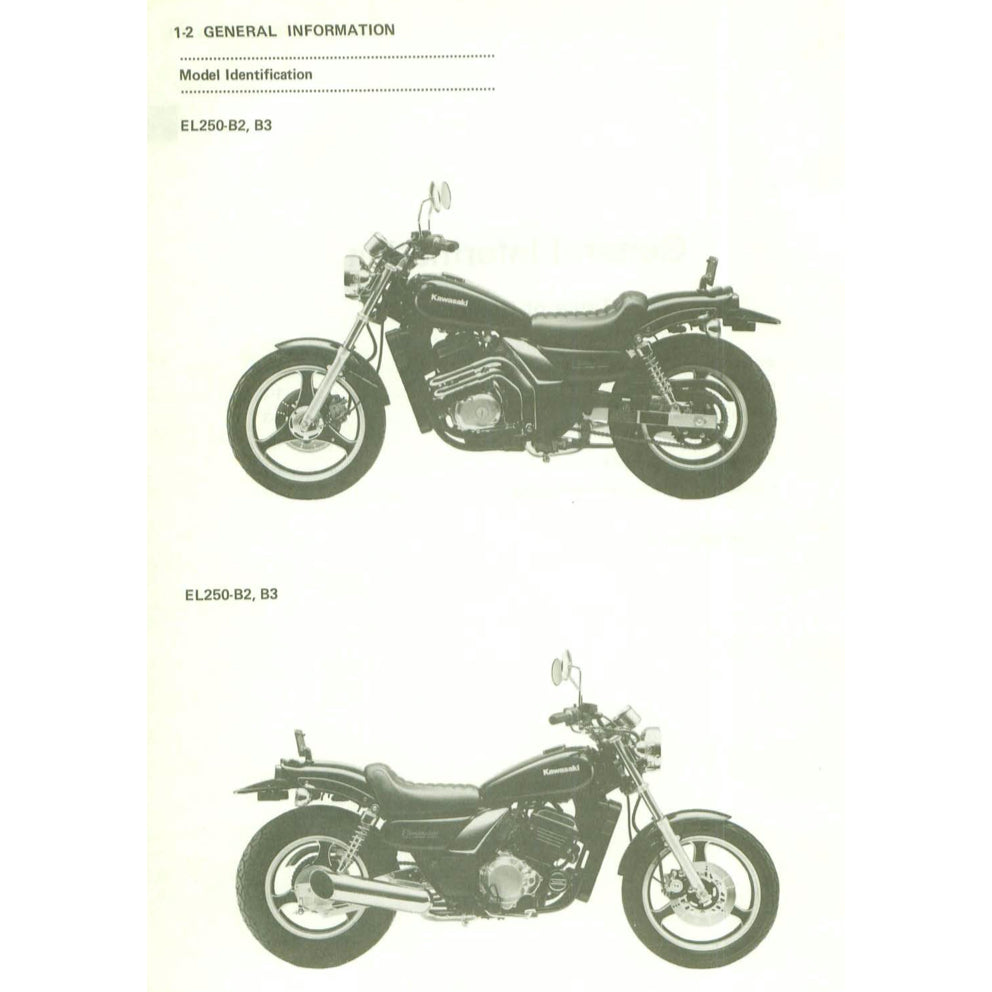 KAWASAKI ELIMINATOR EL250-E/250HS 1988-1997 Full Manual Set – Repair & Maintenance Manual and User Handbook