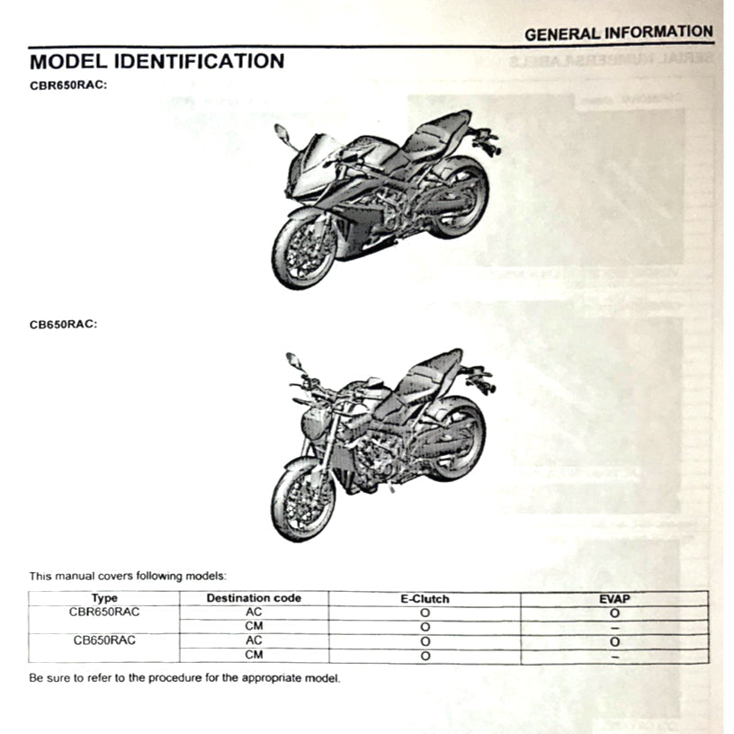 HONDA CBR650R RH17 2024+ Full Manual Set – Repair & Maintenance Manual