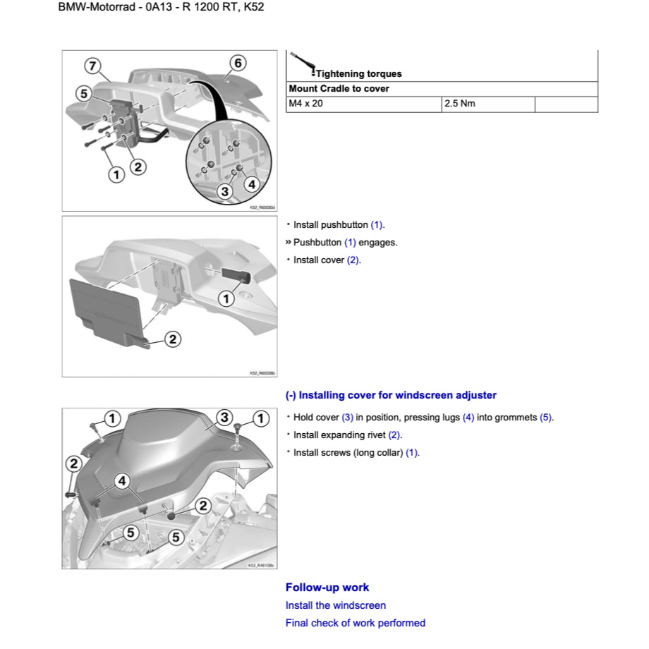 BMW R1200 RT 2014-2018 Full Manual Set – Repair & Maintenance Manual and RIDER'S MANUAL