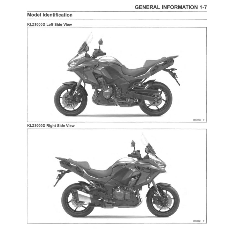 KAWASAKI VERSYS KLZ1000 SE 2019-2023 Full Manual Set – Repair & Maintenance Manual and Spare Parts Catalog and User Handbook