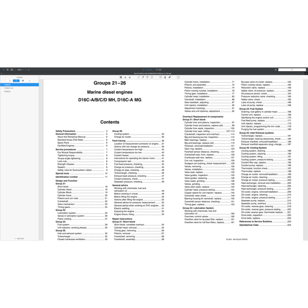 VOLVO PENTA DIESEL ENGINE D SERIES D3 D4 D6 D9 D12 D13 D16 Full Manual Set – SERVICE REPAIR WORKSHOP MANUAL