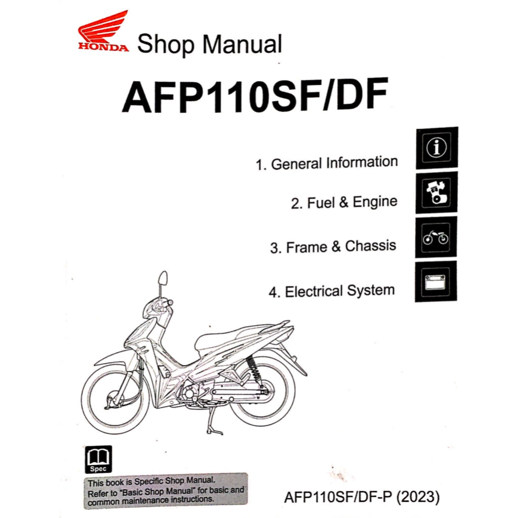 HONDA WAVE ALPHA 110 AFP1100SF 2023+ Full Manual Set – Repair & Maintenance Manual and Spare Parts Catalog andUser Handbook