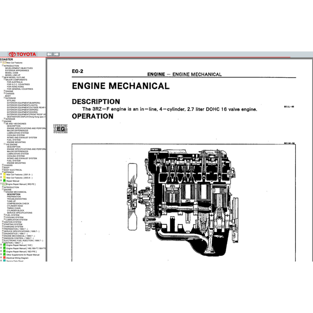 TOYOTA COASTER 1993-2016 Full Manual Set – Repair & Maintenance Manual