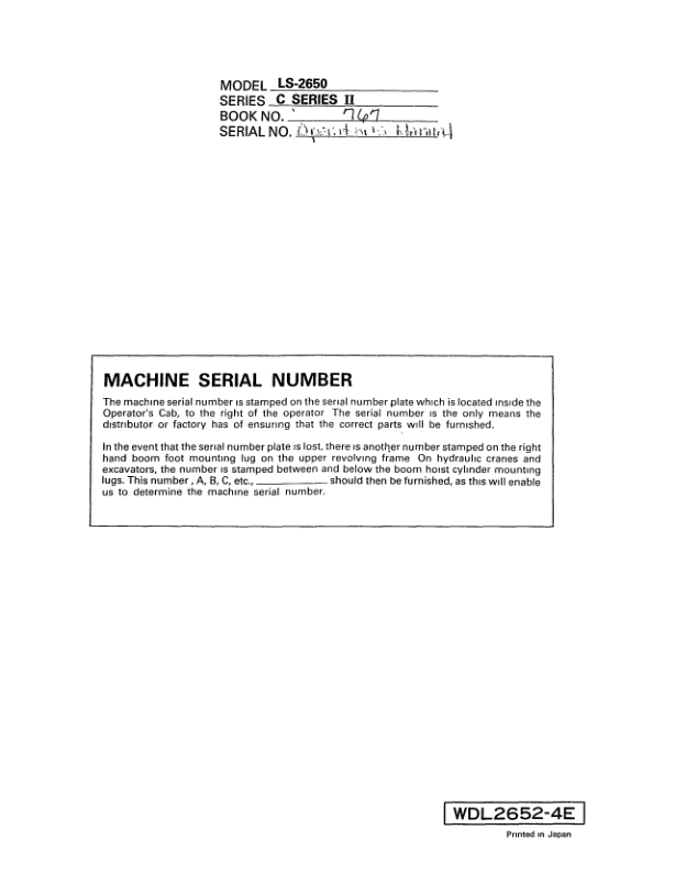 Linkbelt LS-2650 C2 Excavator Service Repair Manual Workshop Guide