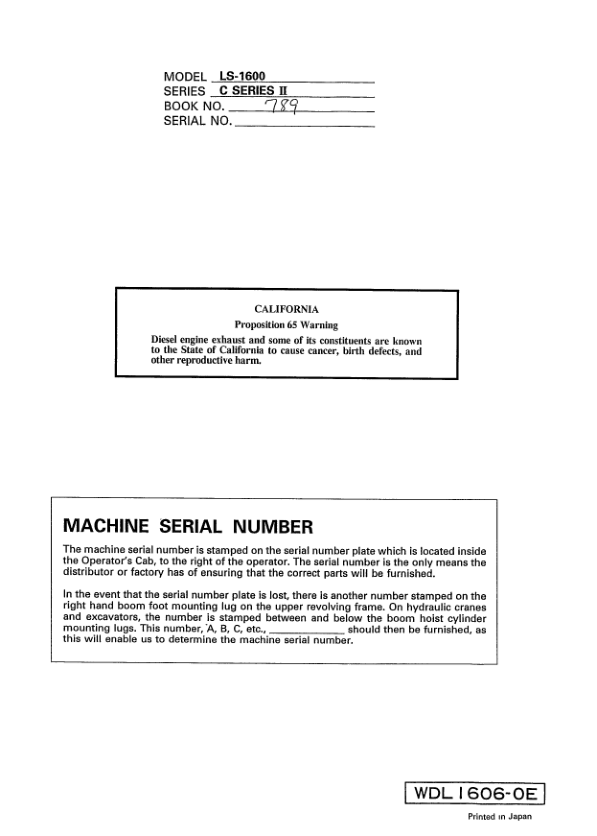 Linkbelt LS-1600 C2 Excavator Service Repair Manual Workshop Guide