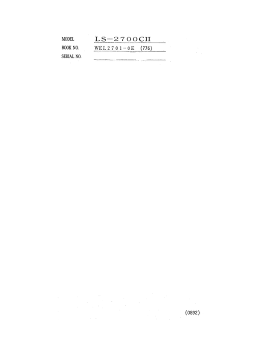 Linkbelt LS-2700 C2 Excavator Service Repair Manual Workshop Guide
