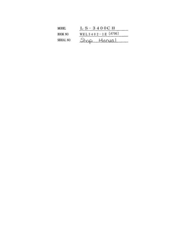 Linkbelt LS-3400 C2 Excavator Service Repair Manual Workshop Guide