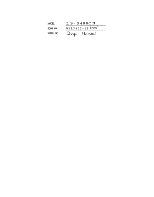 Linkbelt LS-3400 C2 Excavator Service Repair Manual Workshop Guide
