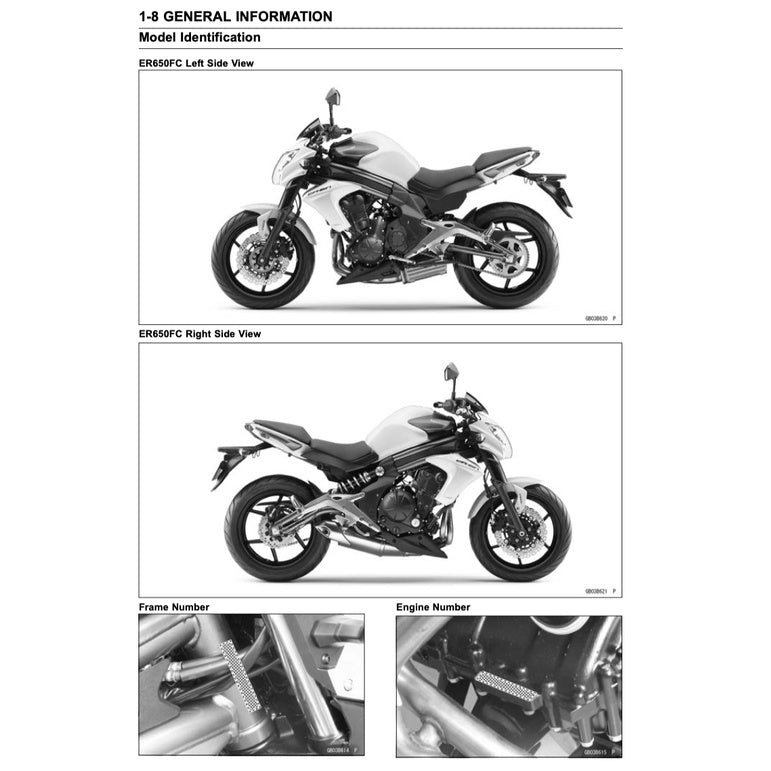 KAWASAKI ER-6n ER6n 2006-2016 Full Manual Set – Repair & Maintenance Manual and Spare Parts Catalog and User Handbook