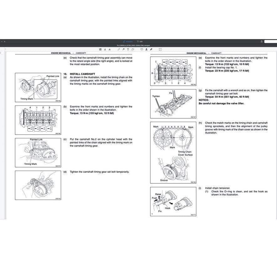 TOYOTA COROLLA ALTIS E120/130 2002-2008 Full Manual Set – Repair & Maintenance Manual