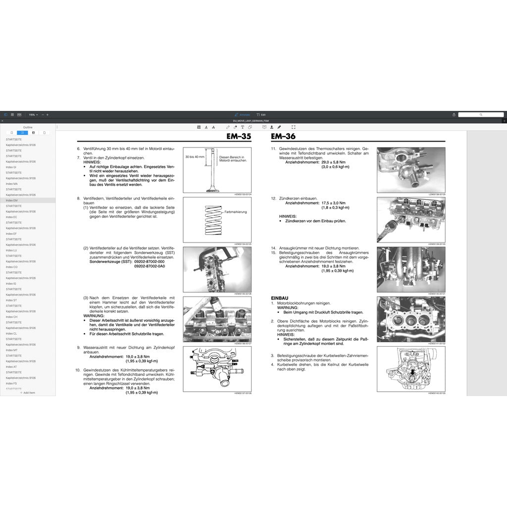 DAIHATSU MOVE L601 GERMAN LANGUAGE EDITION 1995-1998 Full Manual Set – Repair & Maintenance Manual
