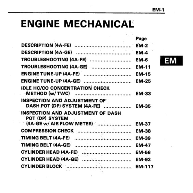 TOYOTA COROLLA FR AE86 1984-1987 Full Manual Set – Repair & Maintenance Manual